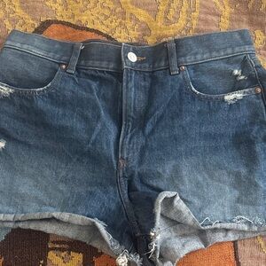 Express Dark Blue Distressed Jean Shorts